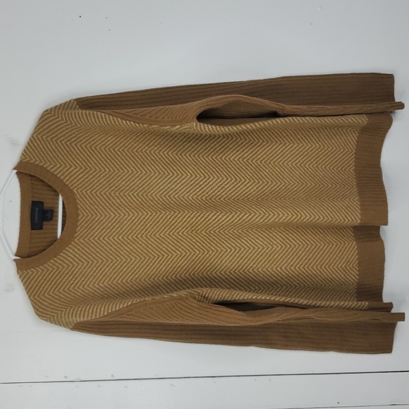 Express Other - Express Lambswool Sweater Crewneck Tan Herringbone Print Thick Warm Mens XL